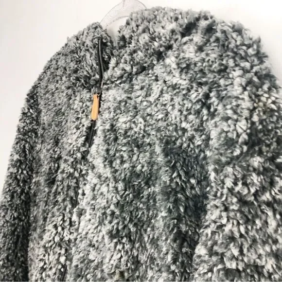 SIMPLY SOUTHERN | Teddy Full Zip Jacket Fluffy Gray & Black Mix Women’s Size XL - Picture 2 of 11
